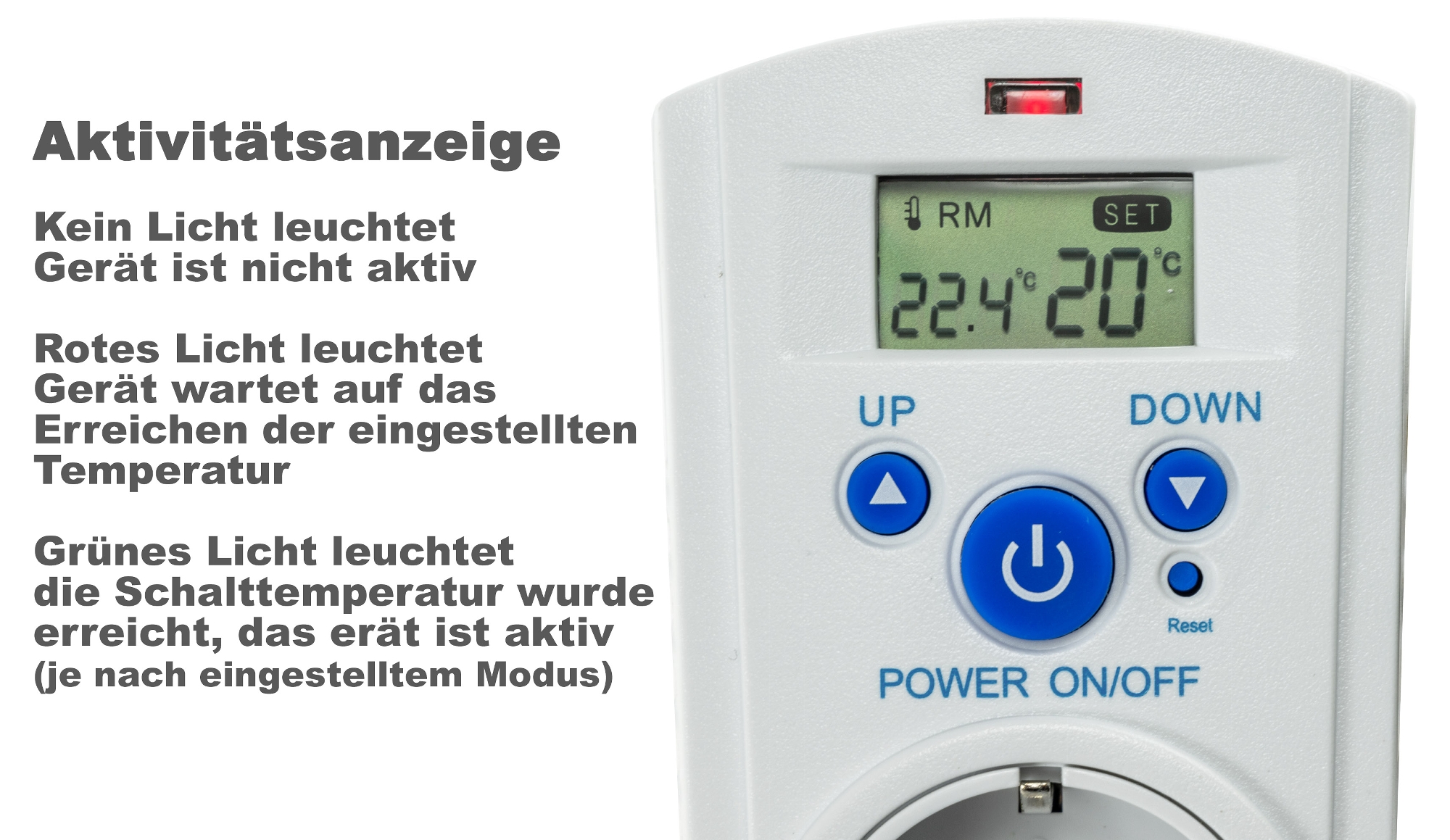 Steckdosen-Thermostat ST-35 digi max. 3500W, 5-30°C, EIN/AUS