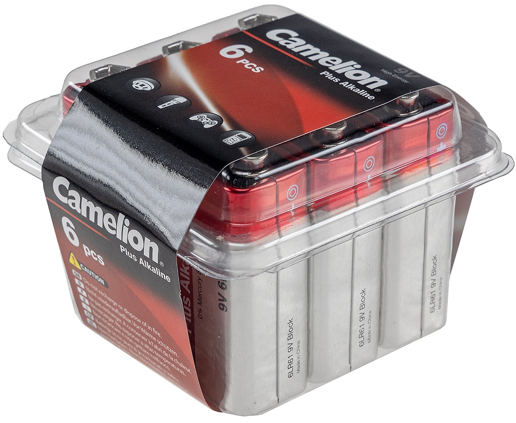 9V-Block-Batterie CAMELION AlkalinePlus Typ - Haushaltsbox 9V, 6F22, » 6er